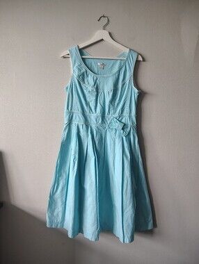 ☀️ SUMMER SALE!! Lapis Blue 100% Cotton Fit and Flare 50s style Dress